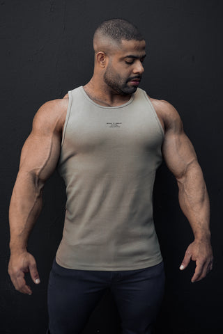 Ribbed Muscle Tank Top - Khaki
