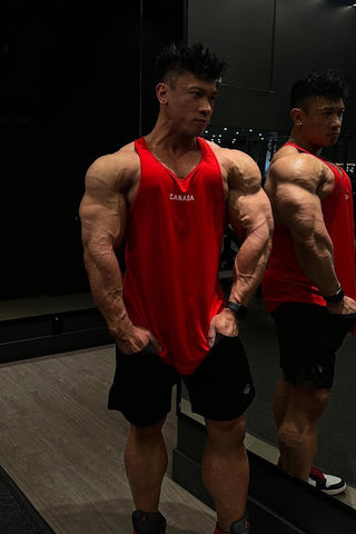 Fast-Dry Bodybuilding Workout Stringer - Red Canada Logo